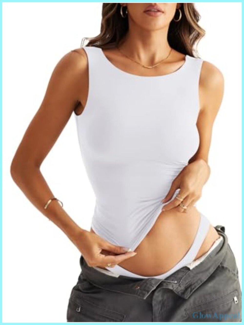 Double Lined Tank Top Sleeveless Boat Neck Backless Fitted Camisole